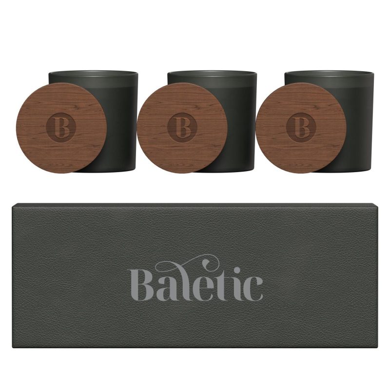 Vista Glass Candle 3-Pack With Acacia Wood Lids - 3