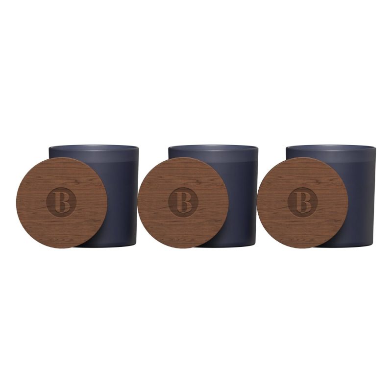 Vista Glass Candle 3-Pack With Acacia Wood Lids - 9