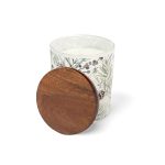 Ember 10 Oz Patterned Glass Candle With Acacia Wood Lid - 1