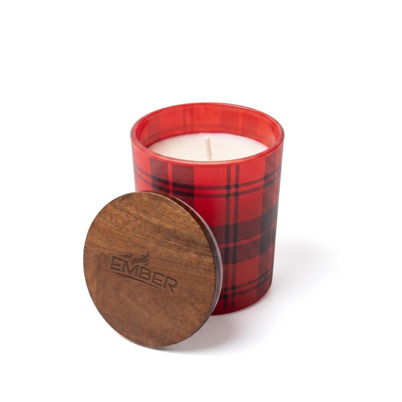 Ember 10 Oz Patterned Glass Candle With Acacia Wood Lid - 2