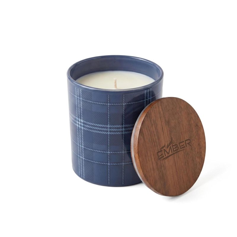 Ember 10 Oz Patterned Glass Candle With Acacia Wood Lid - 3