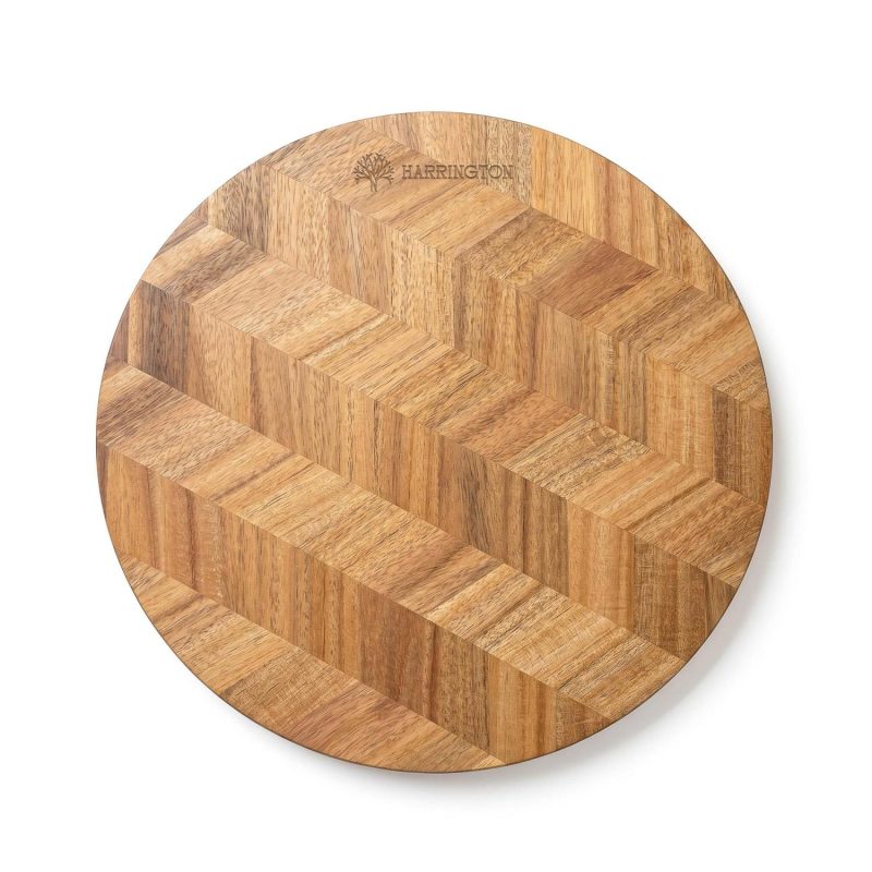 Harrington Acacia Wood Herringbone Lazy Susan - 2