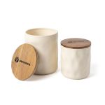 Hawthorne Ceramic And Acacia Wood Storage Jar Set - 2
