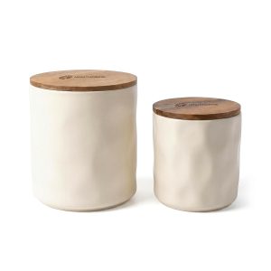 Hawthorne Ceramic And Acacia Wood Storage Jar Set