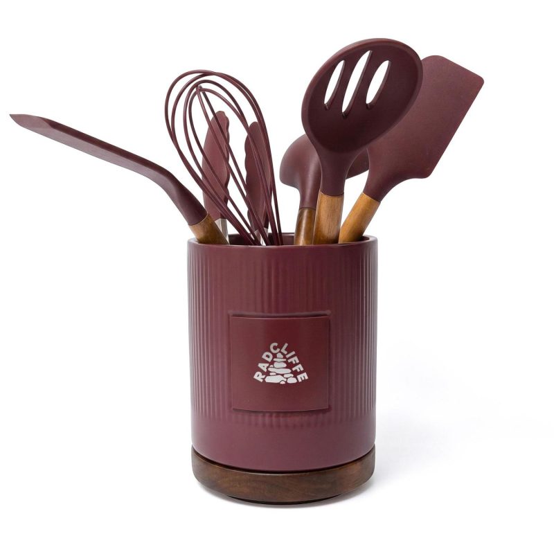 Radcliffe Stoneware Utensil Holder And Spatula Set - 5