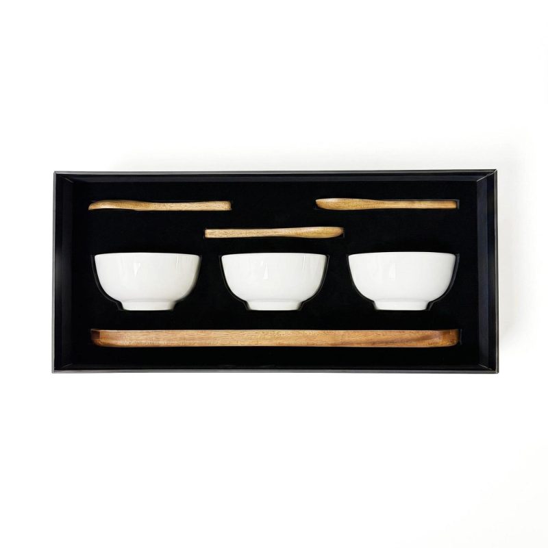 Sullivan Melamine Bowl Set With Acacia Wood Holder - 4