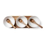 Sullivan Melamine Bowl Set With Acacia Wood Holder - 7