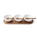 Sullivan Melamine Bowl Set With Acacia Wood Holder - 8