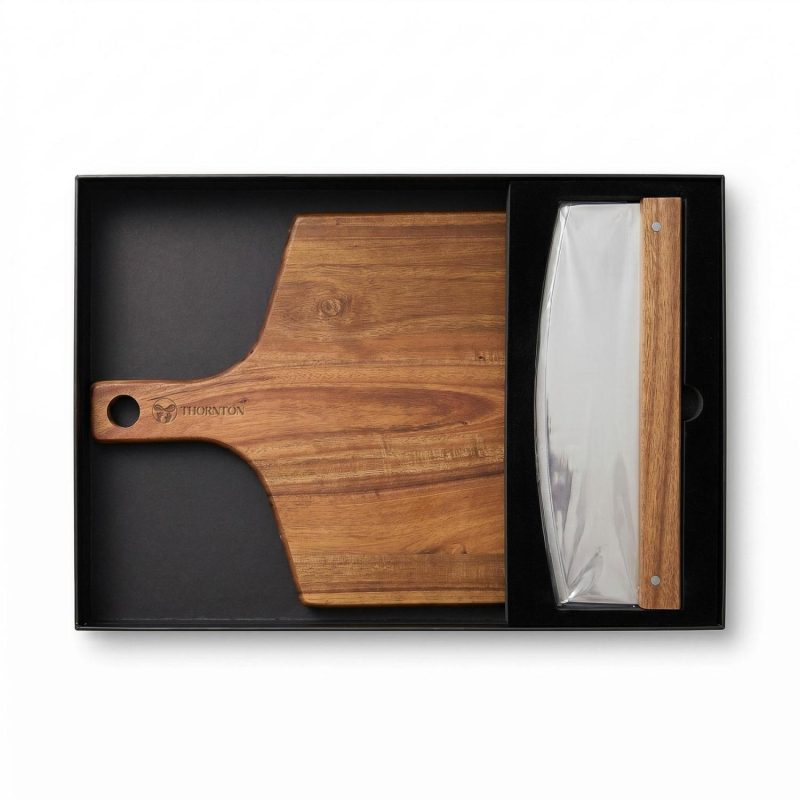 Thornton Stainless Pizza Knife And Acacia Wood Cutting Board - 2