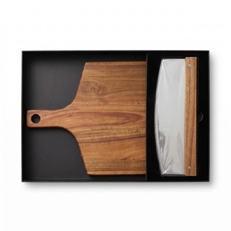 Thornton Stainless Pizza Knife And Acacia Wood Cutting Board - 3