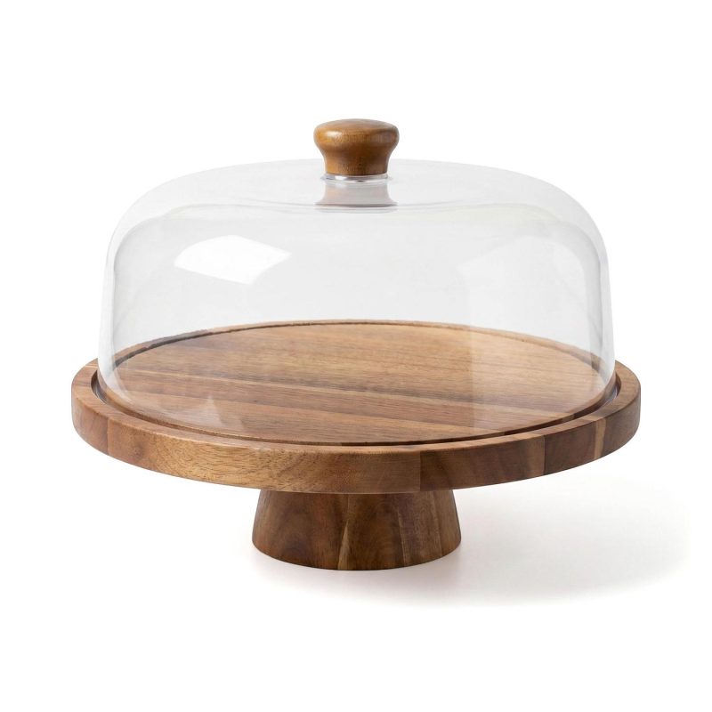 Winslow 2-In-1 Acacia Wood Serving Board With Plastic Dome - 1