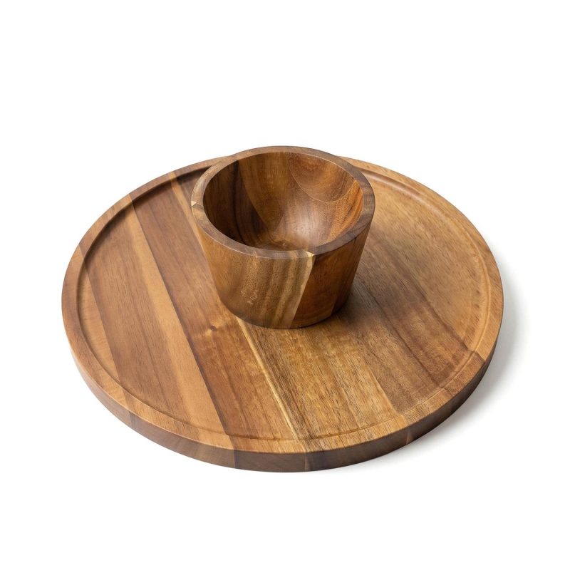Winslow 2-In-1 Acacia Wood Serving Board With Plastic Dome - 8